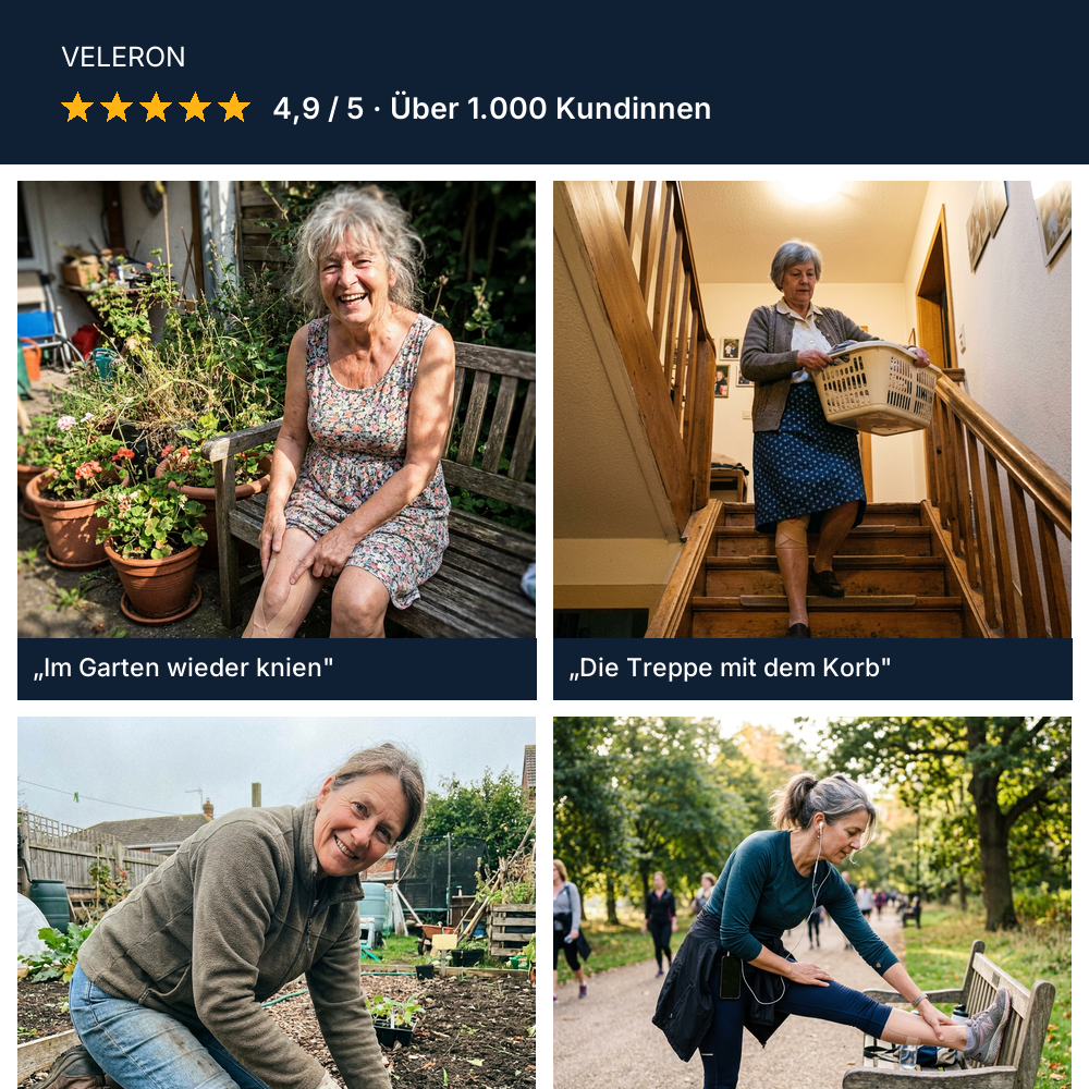 Kundinnen im Alltag: Garten, Treppe, Spaziergang