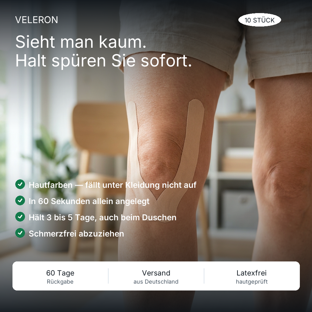Knie-Tape hautfarben angelegt