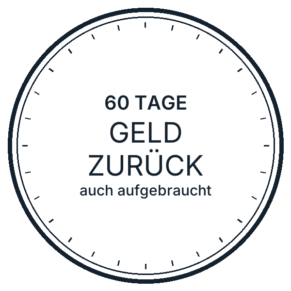 60 Tage Geld zurück, auch aufgebraucht